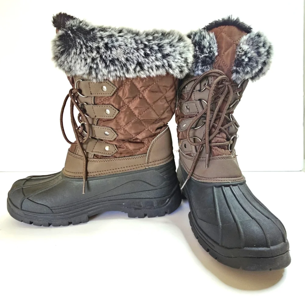 Women's Faux Fur Winter Outdoor Snow Hiking Gorpcore Boots Size 7.5-8